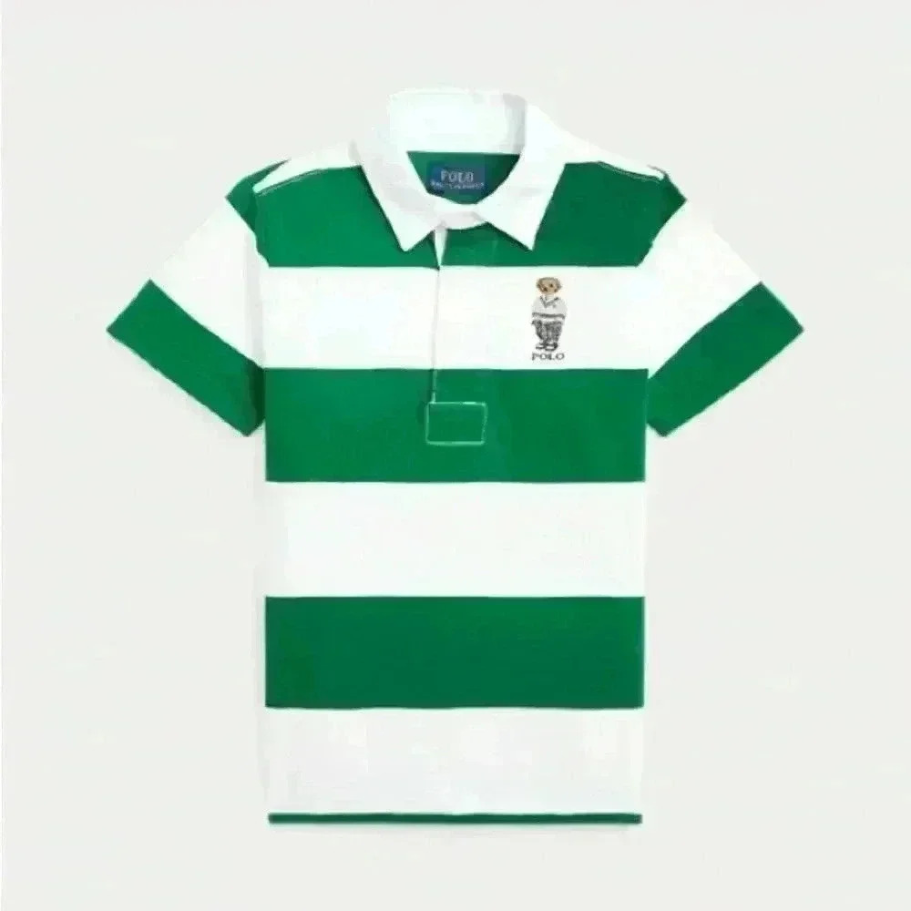 Ralph Lauren rugby polo green and white  size Medium 10/12